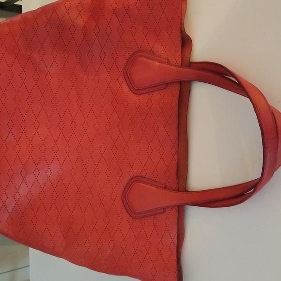MZ Wallace Red Berlin Diamond Perforated Leather Tote Bag - Picture 16 of 16